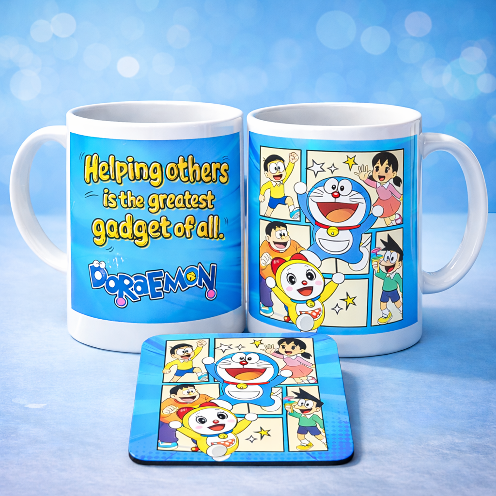 Comic Doraemon – Friendship Gadget Mug & Coaster Combo